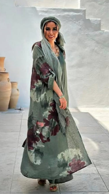 Italian Linen Set Oilve
