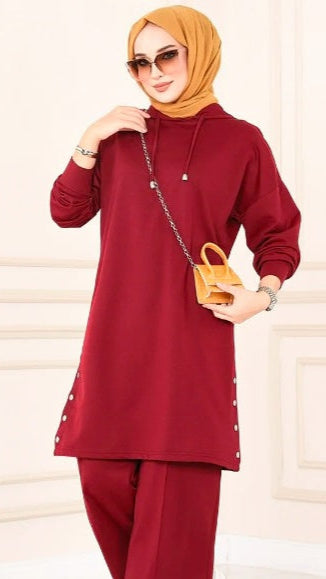 Turkish Hooded 2PCs Tunic + Pant - USA Hijab World