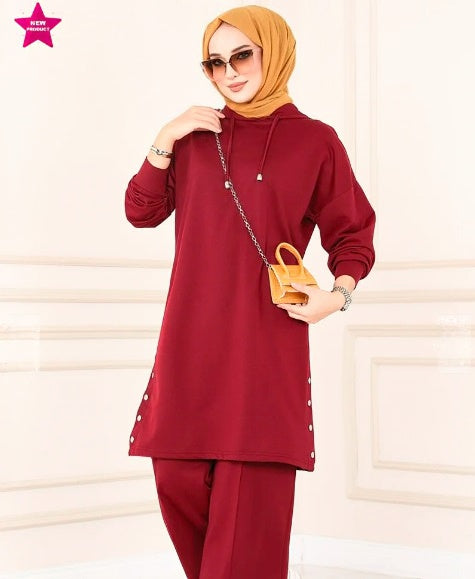 Turkish Hooded 2PCs Tunic + Pant - USA Hijab World