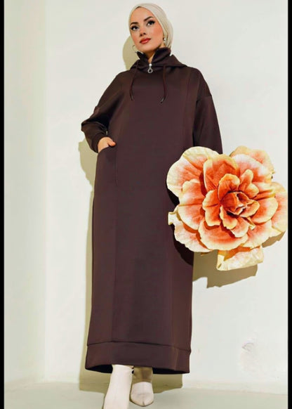 Turkish Pocket Hooded Scuba Dress - USA Hijab World