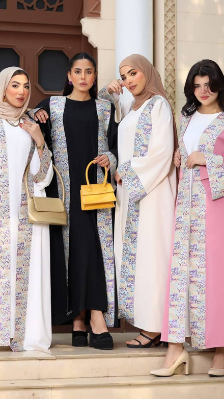 Elegant 2PC Modest Islamic Printed Cardigan Collection