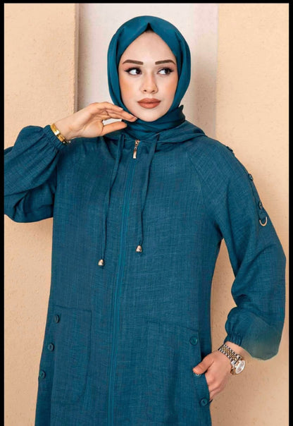 Turkish Long Hijab Cape with Zippered Pocket - USA Hijab World