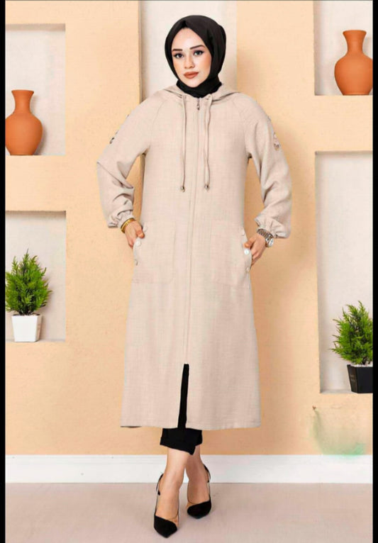 Turkish Long Hijab Cape with Zippered Pocket - USA Hijab World