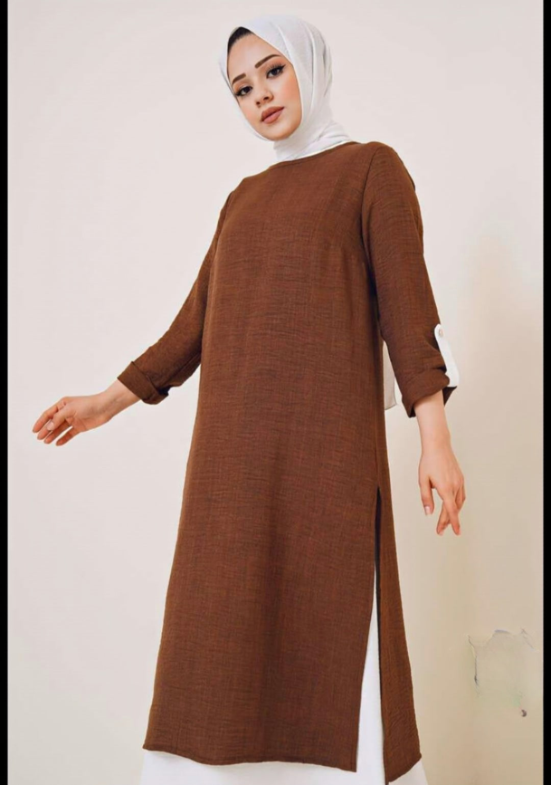 Turkish Long Undershirt Tunic Set Chestnut - USA Hijab World