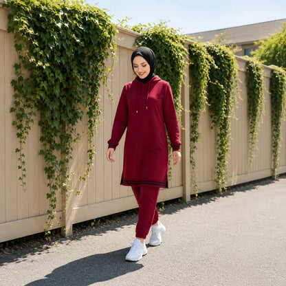 Turkish Hooded Long Tunnel 2 Piece Set Tunic