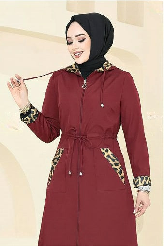 Turkish Trench coat Burgundy - USA Hijab World