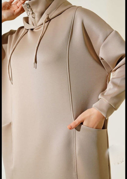 Turkish Pocket Hooded Scuba Dress - USA Hijab World