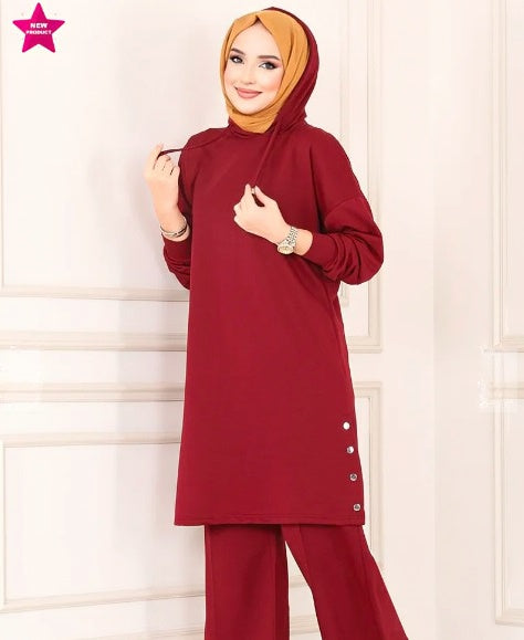 Turkish Hooded 2PCs Tunic + Pant - USA Hijab World