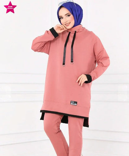 Turkish Tunnel 2 Piece Set Tunic + Pant Pink - USA Hijab World