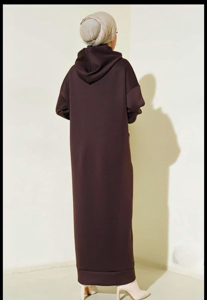 Turkish Pocket Hooded Scuba Dress - USA Hijab World