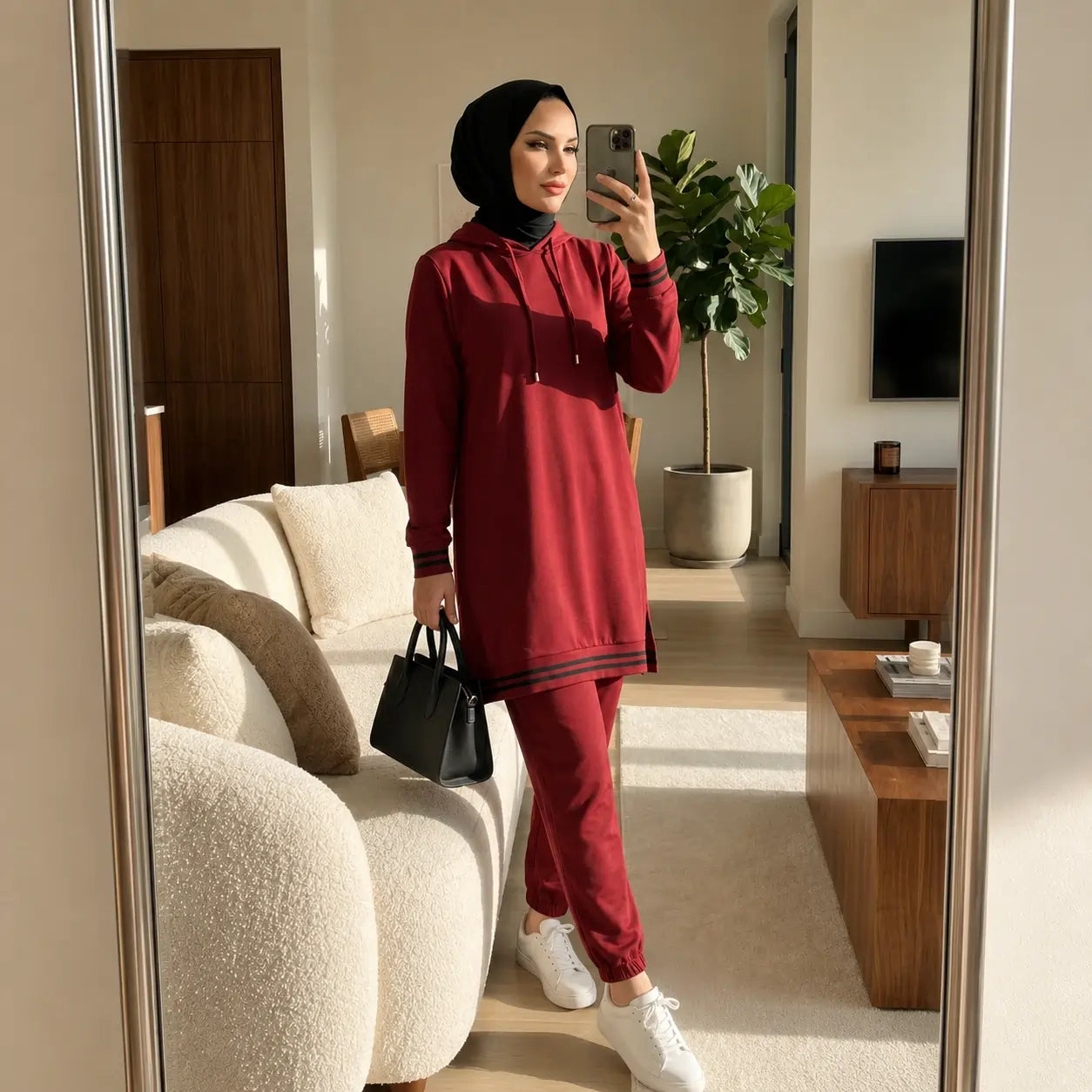 Turkish Hooded Long Tunnel 2 Piece Set Tunic
