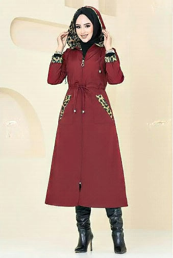 Turkish Trench coat Burgundy - USA Hijab World