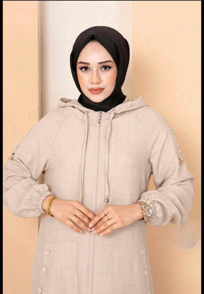 Turkish Long Hijab Cape with Zippered Pocket - USA Hijab World