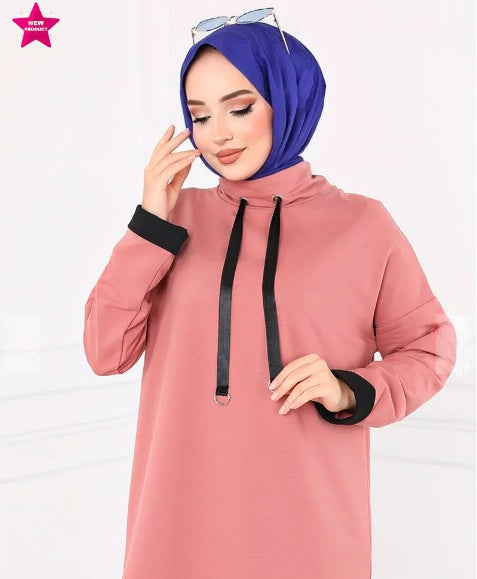 Turkish Tunnel 2 Piece Set Tunic + Pant Pink - USA Hijab World