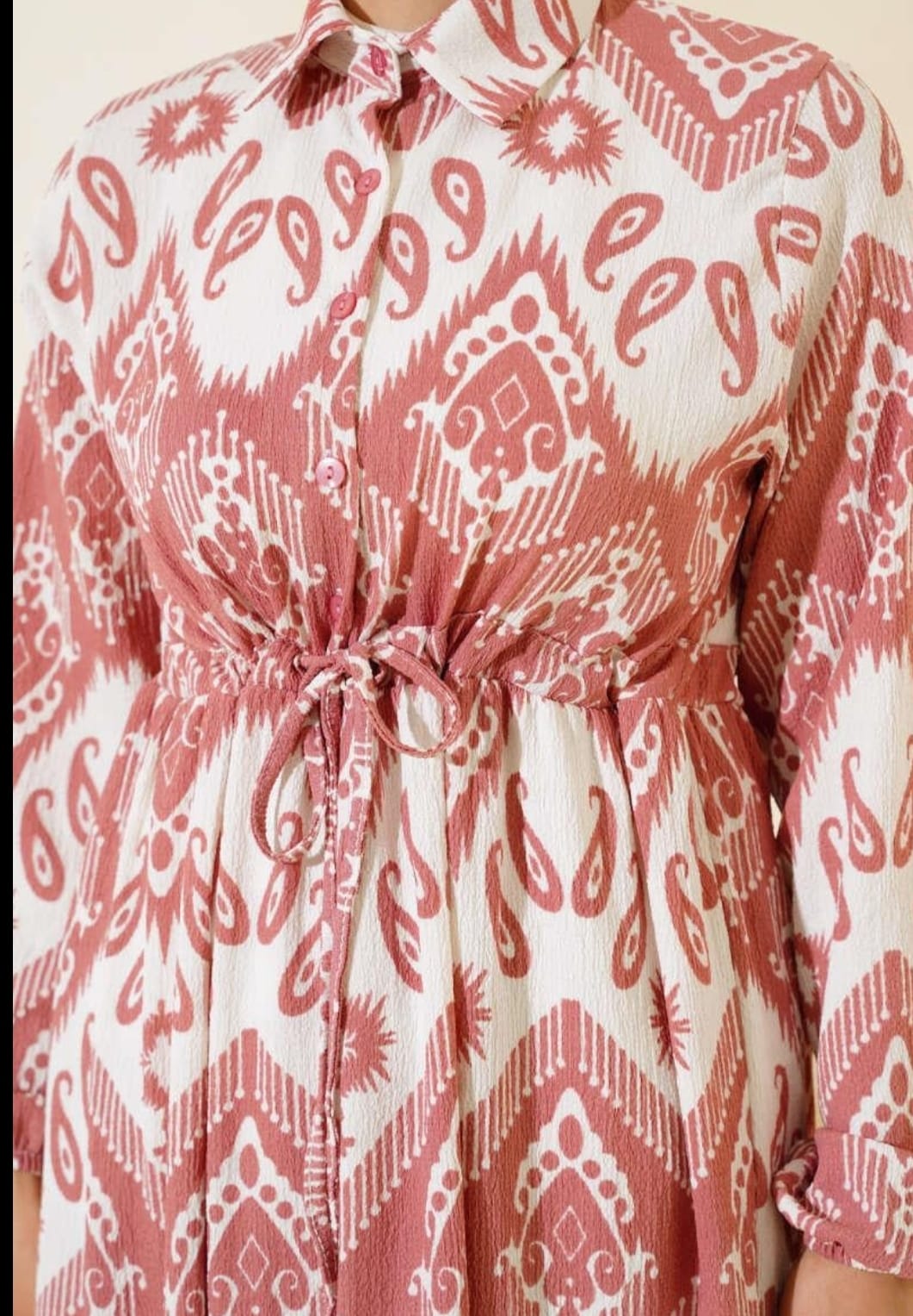 .Turkish Tunnel Patterned Cotton Dress Pink - USA Hijab World