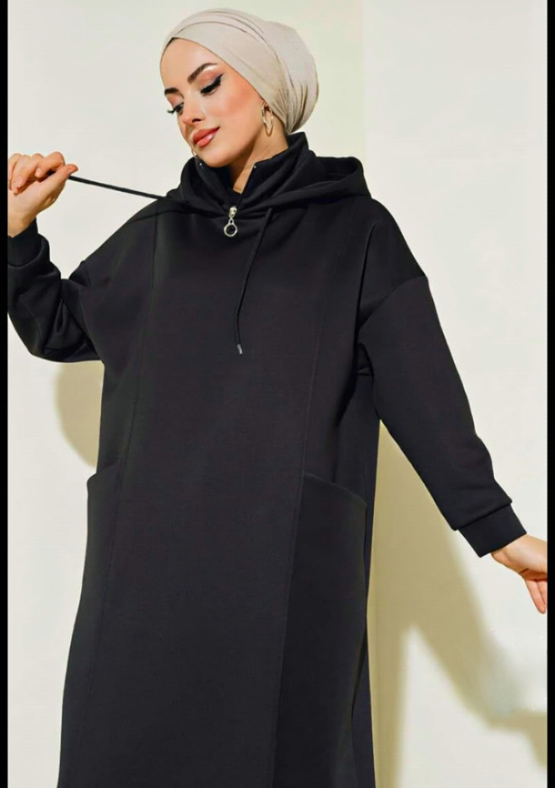 Turkish Pocket Hooded Scuba Dress - USA Hijab World