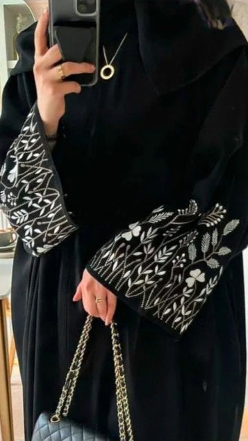 2 Piece Embroidery Dubai Abaya with Hijab