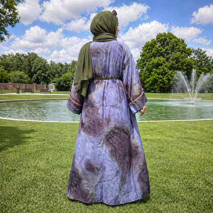 4 Piece Dubai Premium Open Abaya Olive Color