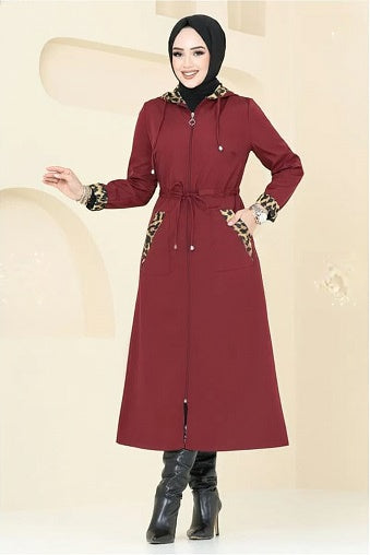 Turkish Trench coat Burgundy - USA Hijab World