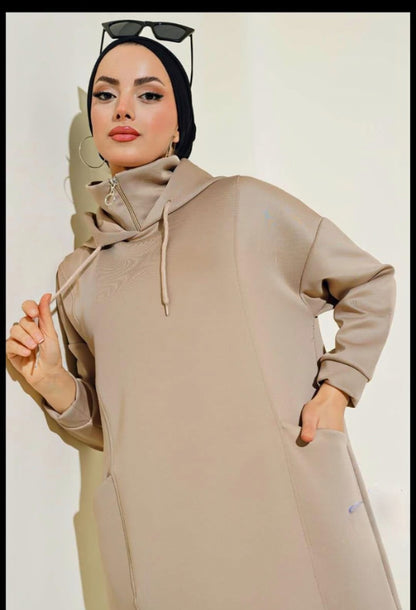 Turkish Pocket Hooded Scuba Dress - USA Hijab World