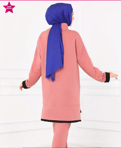 Turkish Tunnel 2 Piece Set Tunic + Pant Pink - USA Hijab World