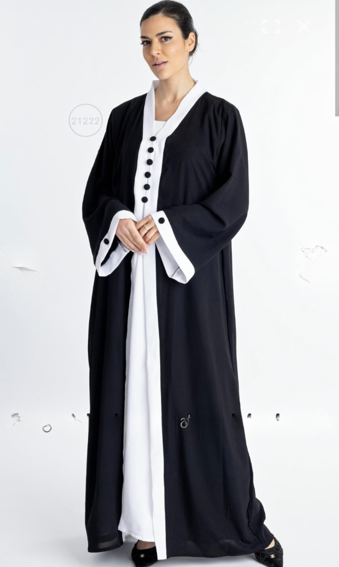 Dubai Shrug Abaya With Show Buttons On Front And Sleeves In Black - USA Hijab World