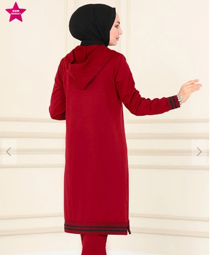 Turkish Hooded Long Tunnel 2 Piece Set Tunic - USA Hijab World