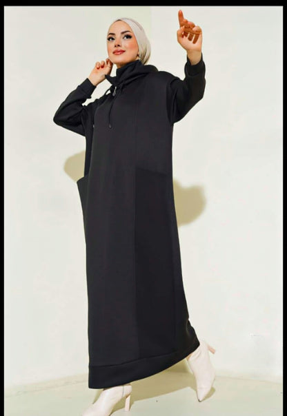 Turkish Pocket Hooded Scuba Dress - USA Hijab World