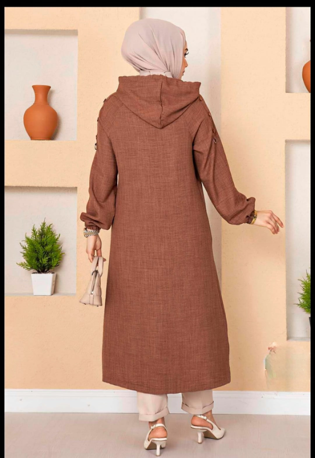 Turkish Long Hijab Cape with Zippered Pocket - USA Hijab World