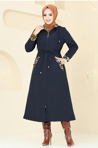 Turkish Trench coat Navy Blue - USA Hijab World