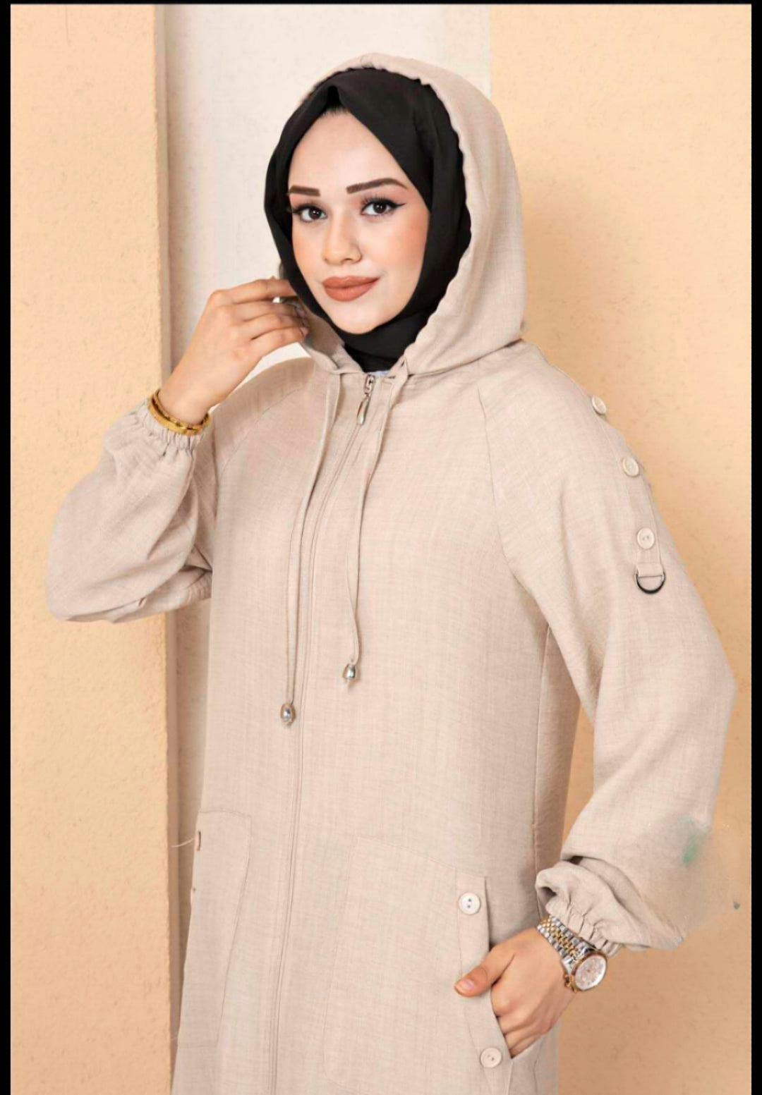 Turkish Long Hijab Cape with Zippered Pocket - USA Hijab World