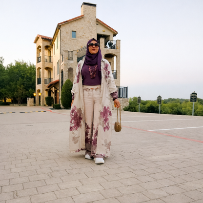 Italian Linen Dress Set with Pant  Beige