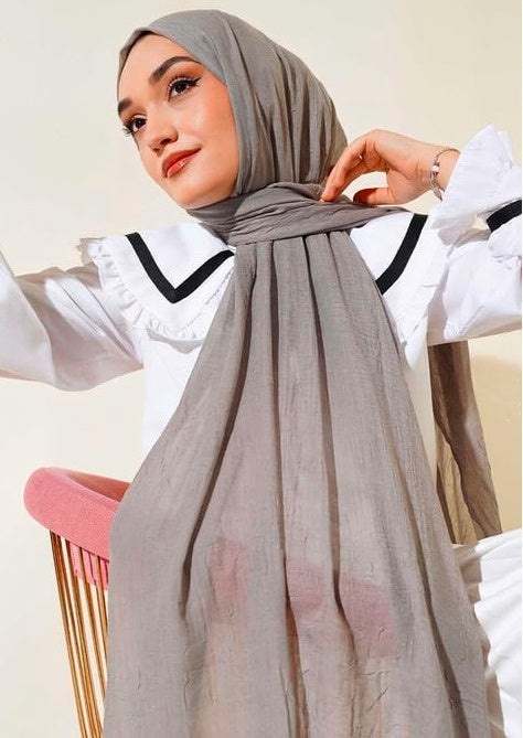 Turkish Organic Bamboo Krash Shawl Smoked Grey - USA Hijab World