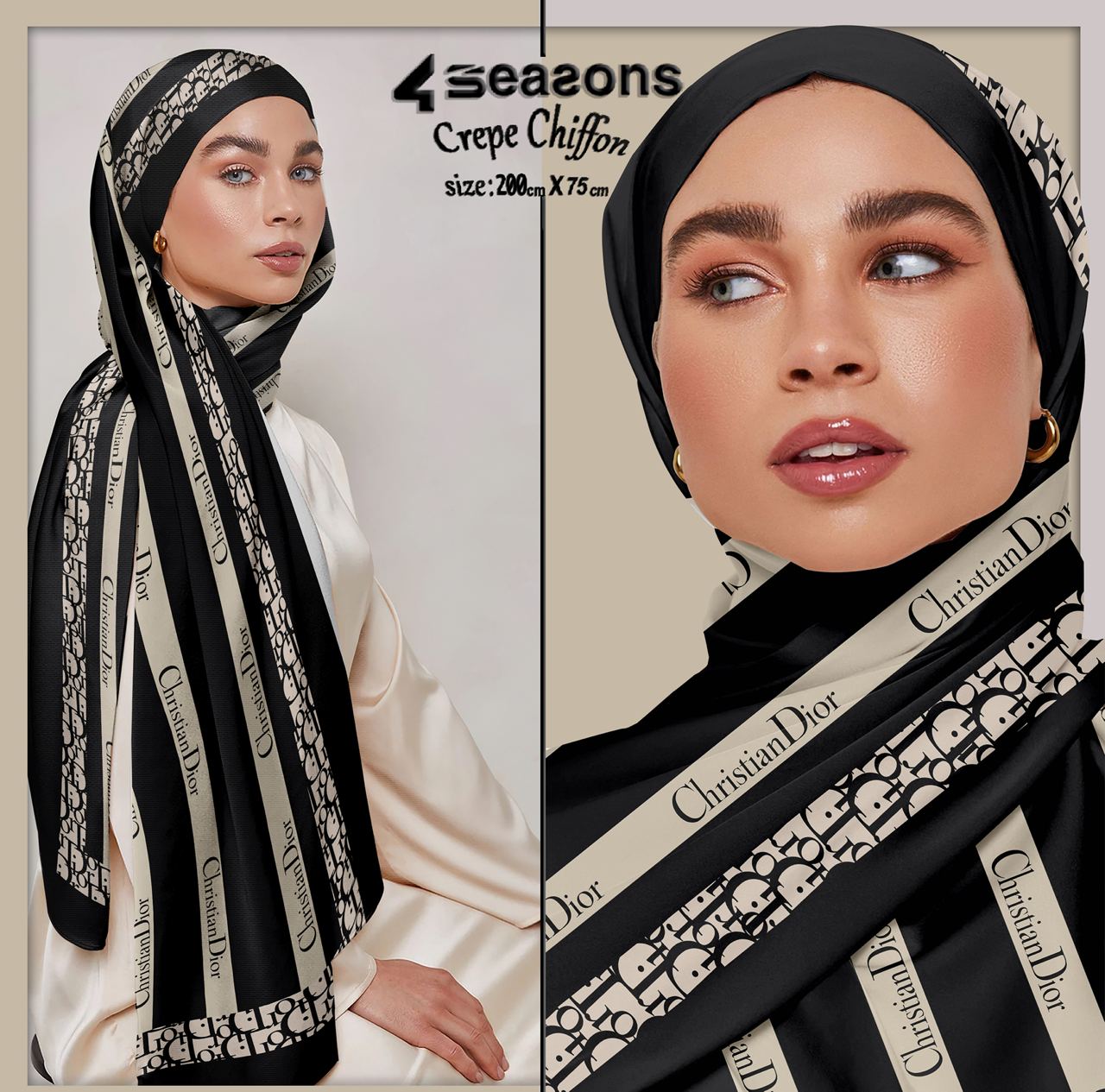 Crepe Chiffon Brand name Shawl Dior3 - USA Hijab World