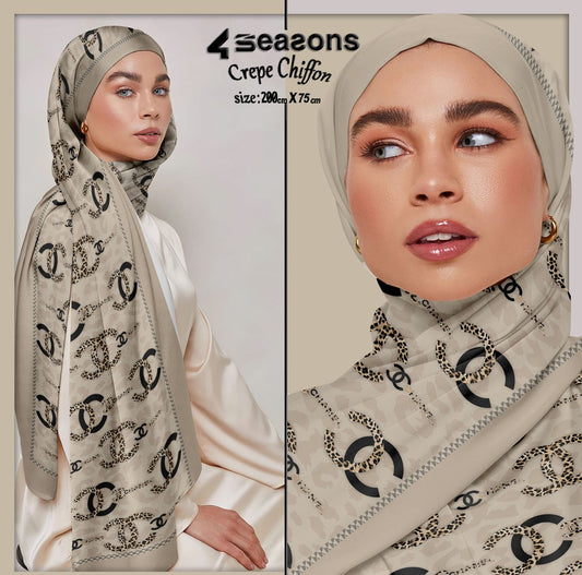 Crepe Chiffon Brand name Shawl Chanel - USA Hijab World