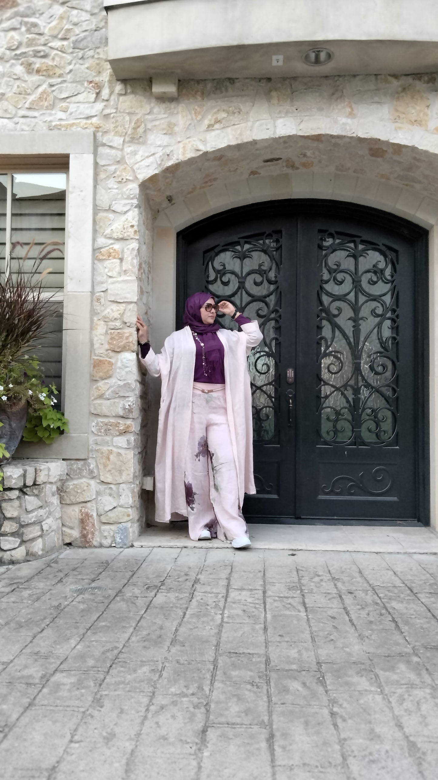 2025 Italian Cardigan Linen  Set with Pants Pink