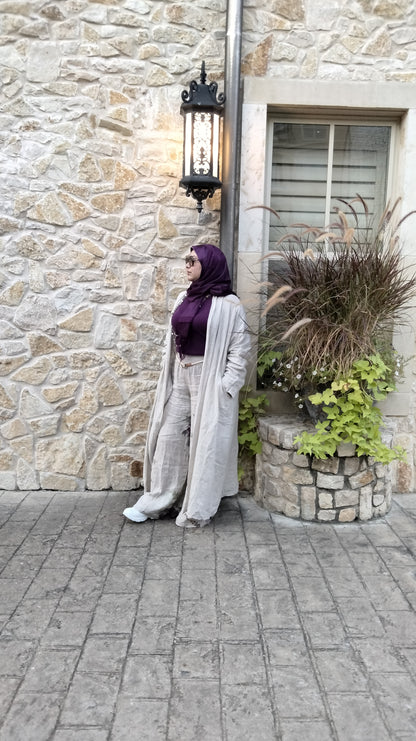 2025 Italian Cardigan Linen Set with Pants Beige