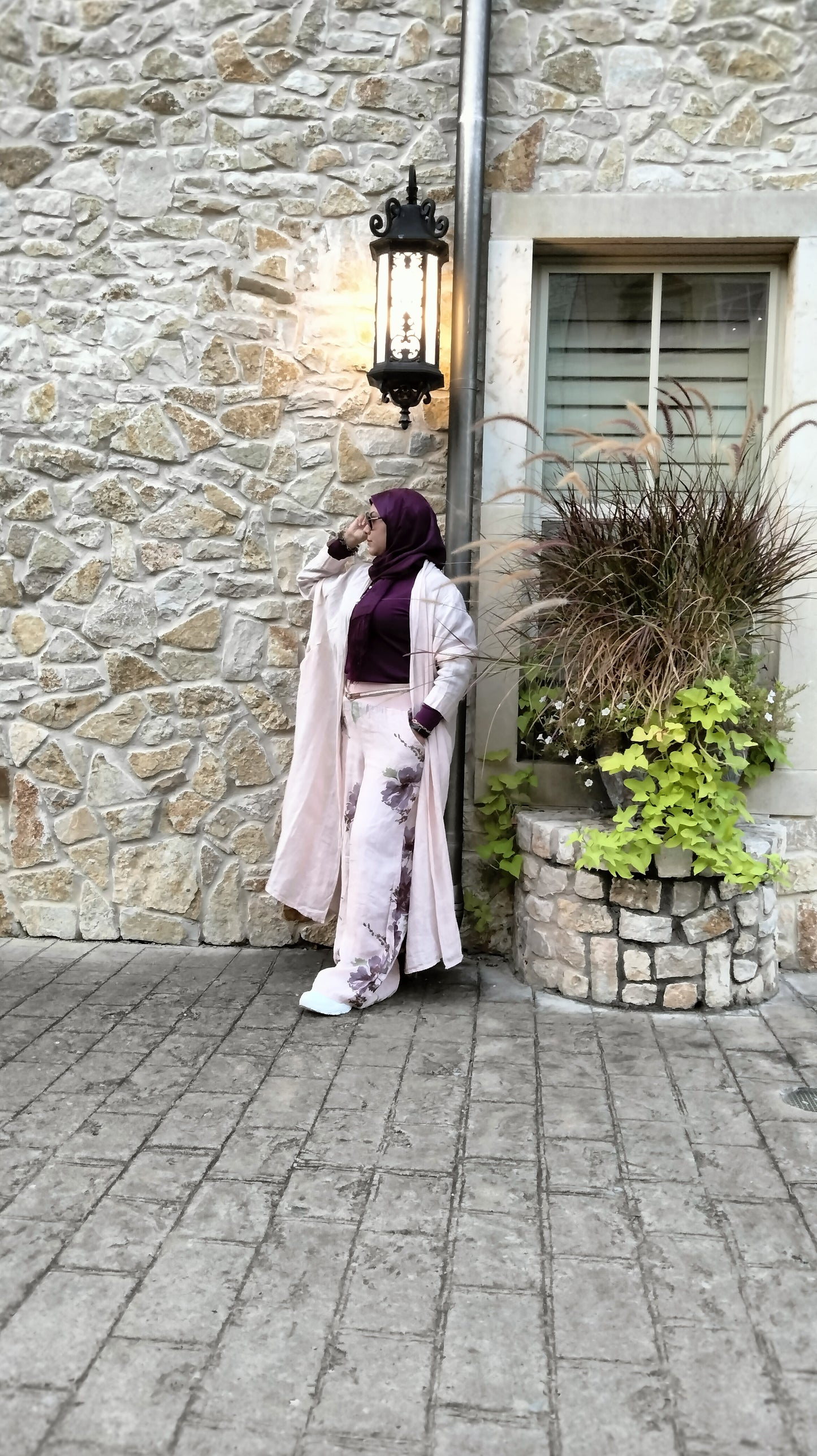 2025 Italian Cardigan Linen  Set with Pants Pink