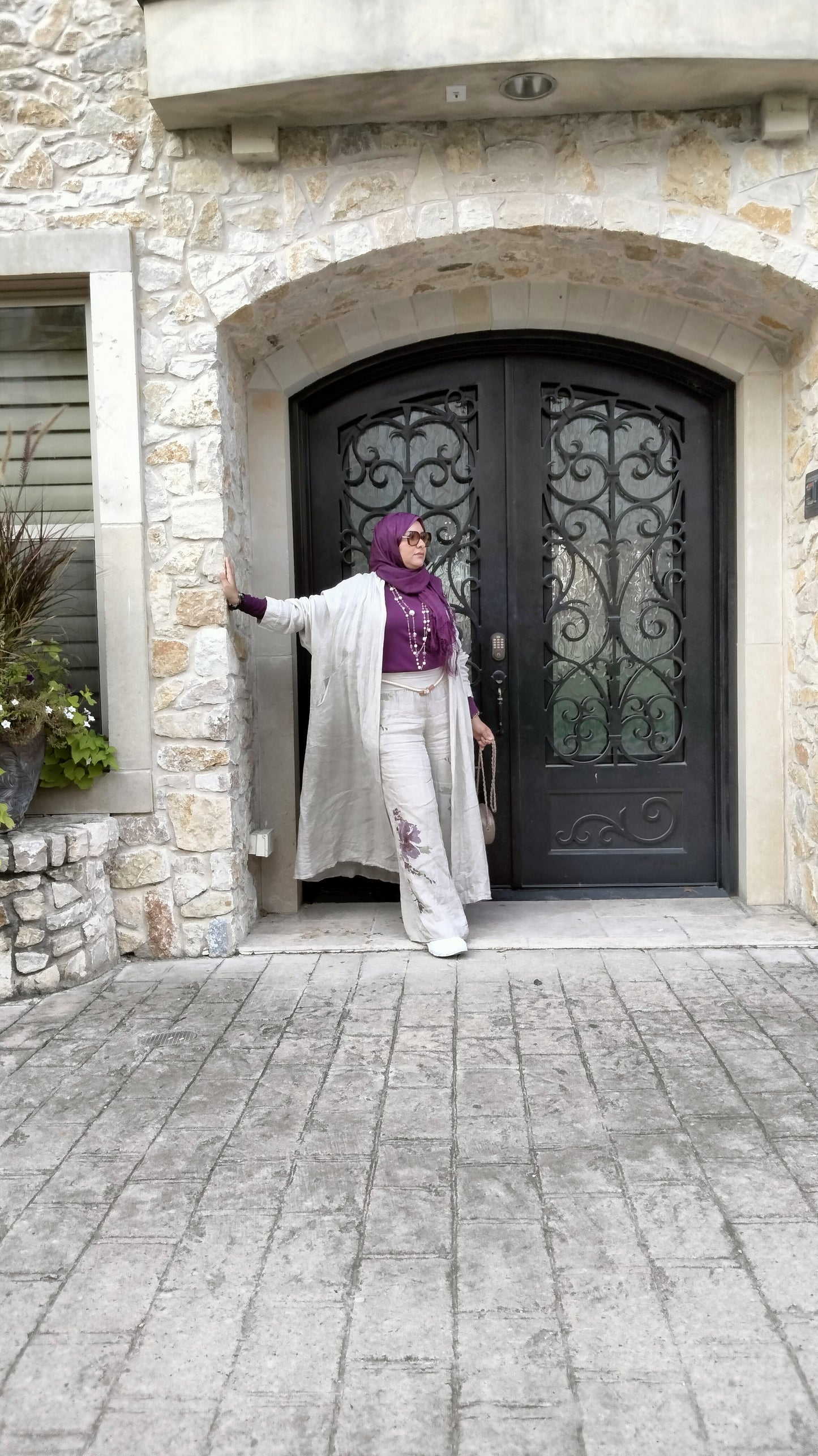 2025 Italian Cardigan Linen Set with Pants Beige