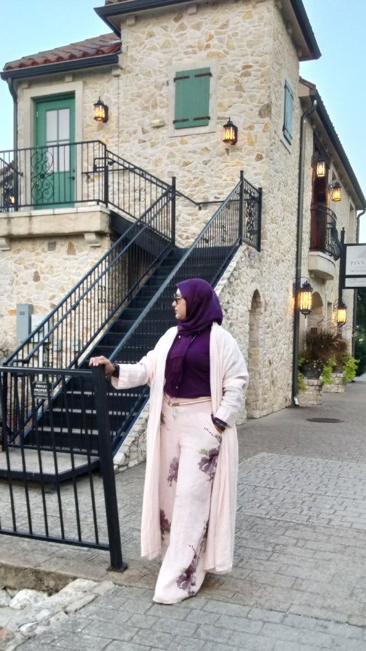 Italian Linen Cardigan Set with Pants Pink