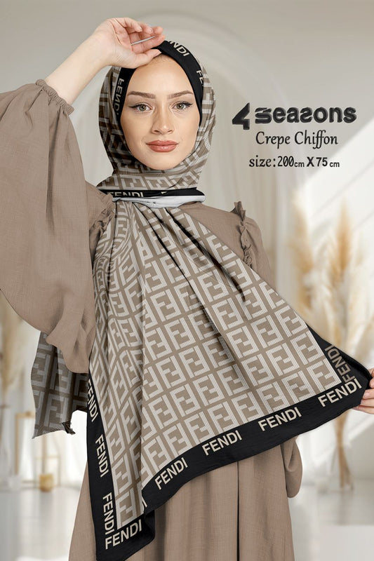 Crepe Chiffon Brand name Fendi2 - USA Hijab World