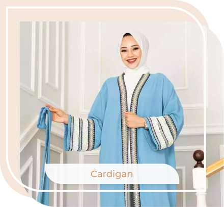 Turkish Aylin Patterned Open Cardigan Kimono Maxi Dress Islamic Kaftan - USA Hijab World