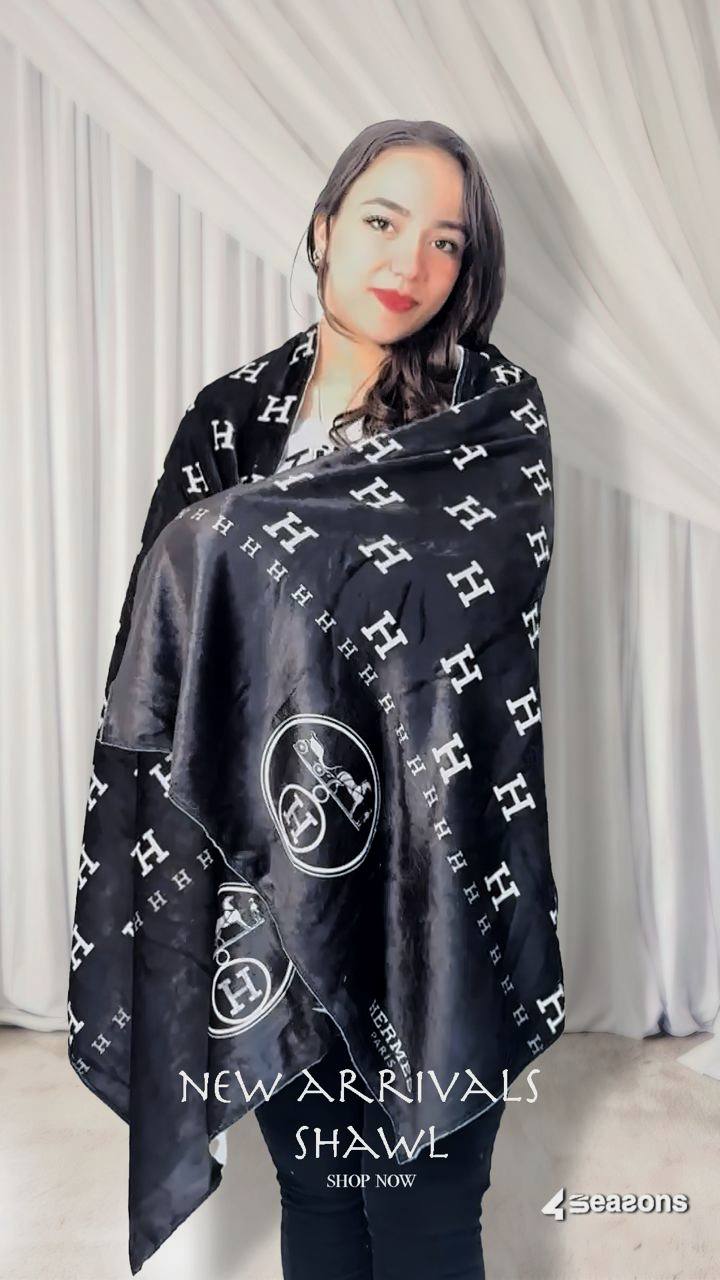 Double Layer Brand name Poncho Shawl Hermes - USA Hijab World