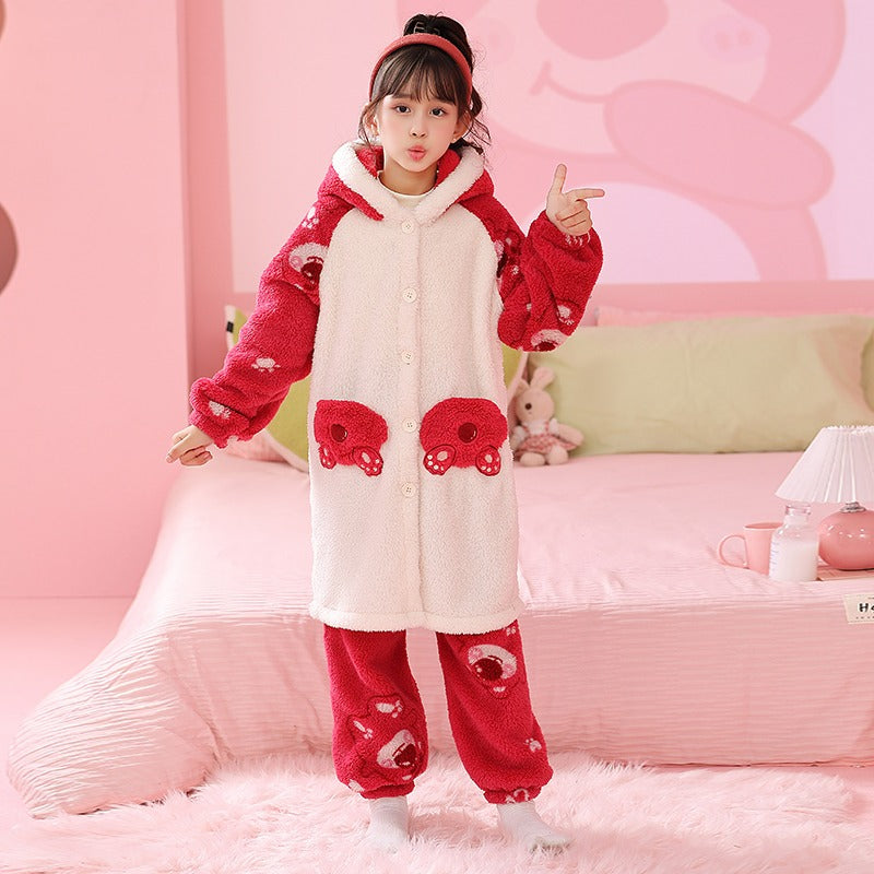 Winter pajama set for Girls winter sleepwear for girls  Red