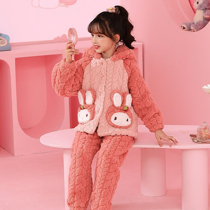 Winter pajama set for Girls winter sleepwear for kids Pink