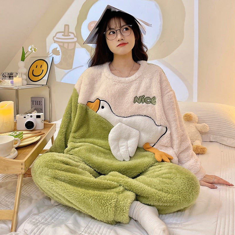 Winter Warm Thick Oversize Lucky Duck Pajama Set - USA Hijab World