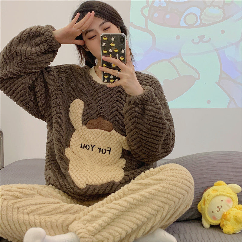Winter Warm Thick Oversize Pajama Brown