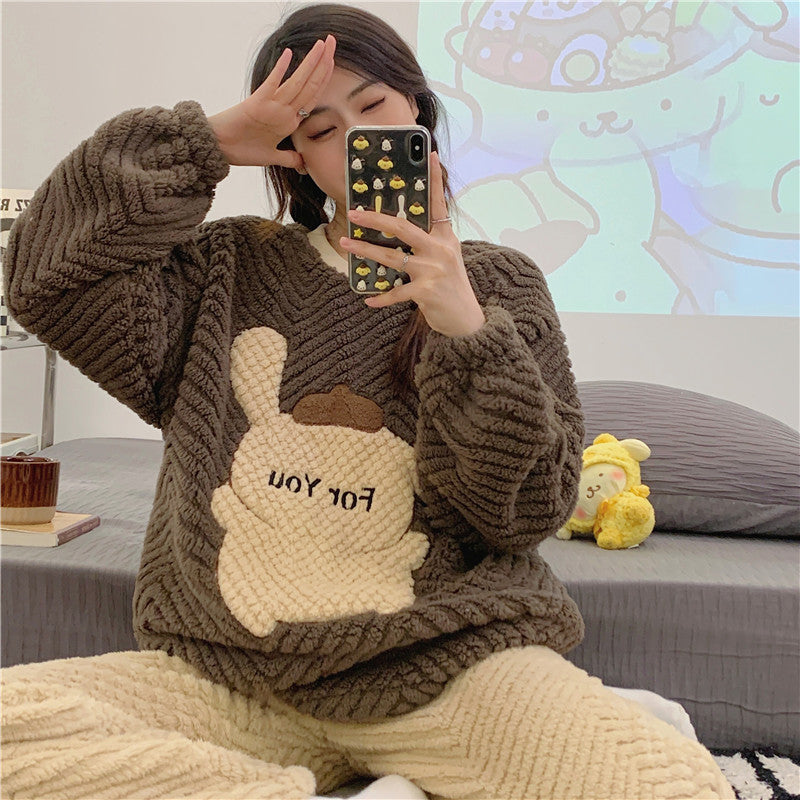 Winter Warm Thick Oversize Pajama Brown