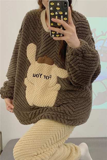 Winter Warm Thick Oversize Pajama Brown