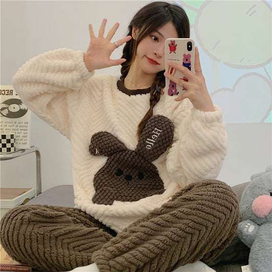 Winter Warm Thick Oversize Cartoon Pajama Brown - USA Hijab World